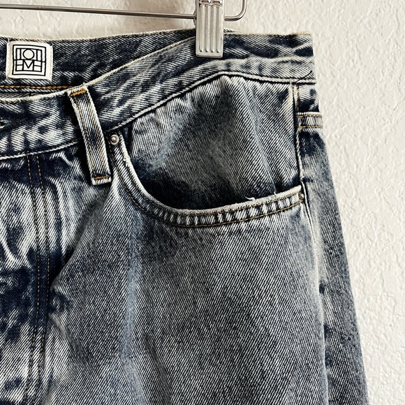 Toteme Twisted Seam Straight Wide Leg Jeans 29 Worn Wash Blue - Picture 6 of 12